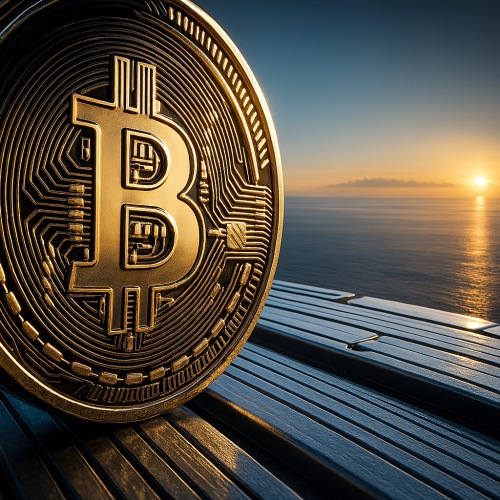 Une pièce de bitcoin stylisée vue de face