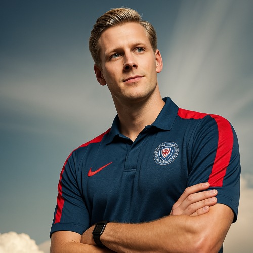 Un joueur de football les bras croisés