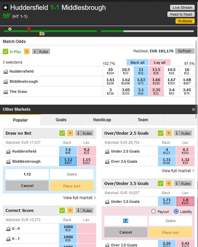 Option de paris en Back et Lay