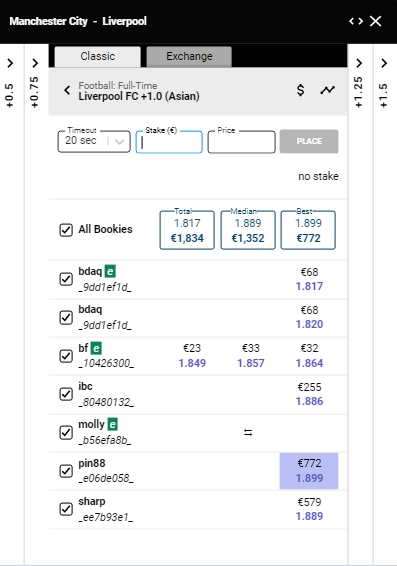 Vue de l'application Pro de SportMarket